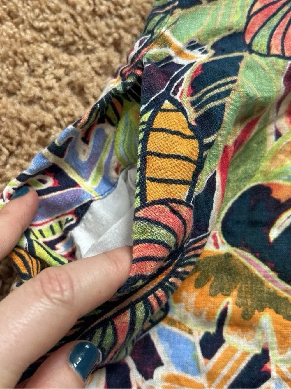 C&C CA Linen Shift Dress Medium Colorful Bold Tropical Resort Beach Cottage Vaca - Picture 7 of 11